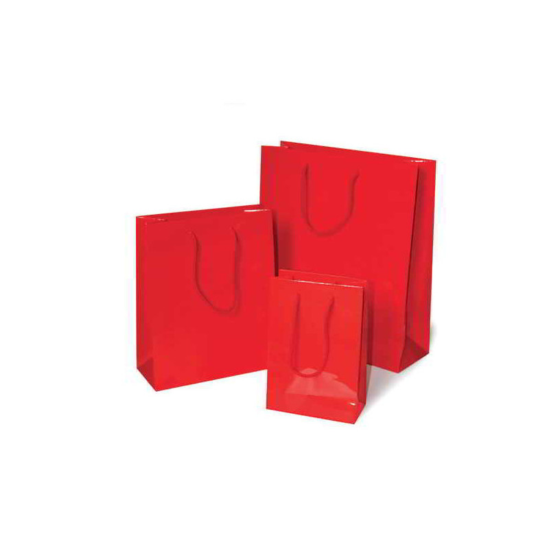 Shopper plastificato metallizzato rosso 25x11x31cm