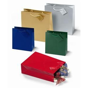 Shopper plastificato metallizzato rosso 33x45,7x10,2cm