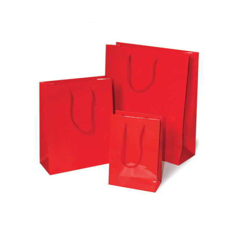 Shopper plastificato metallizzato rosso 36x12x40cm