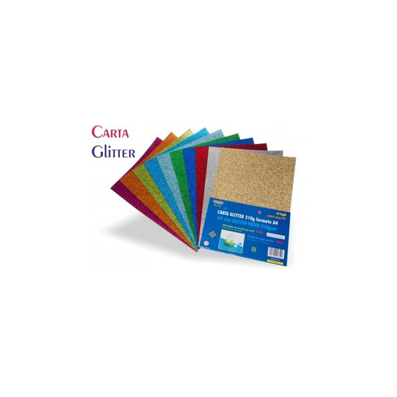 Fogli di carta glitter 20x30 colori assort. 10pz