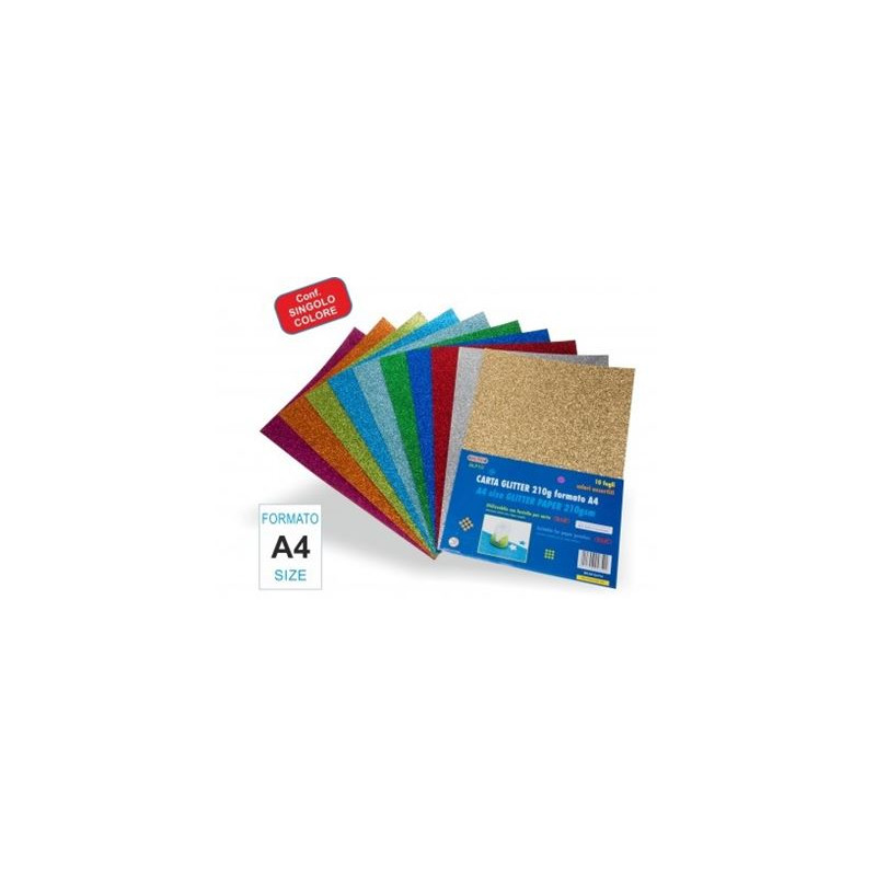 Fogli di carta glitter A4 blu 10pz da 210gr.