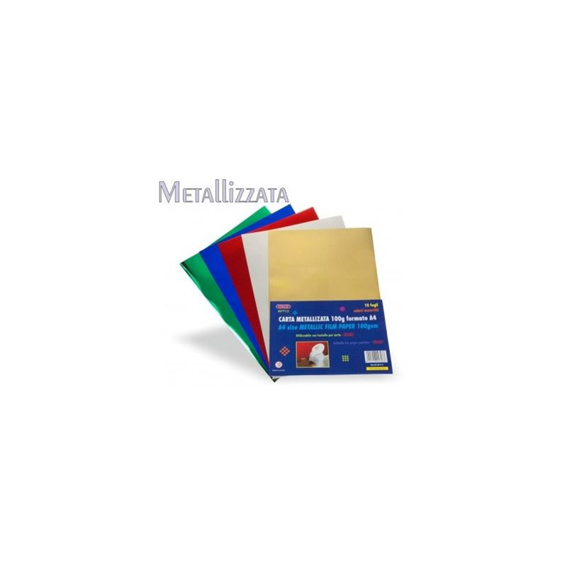Fogli di carta metallizzata 100gr 20x30 colori assort. 10pz