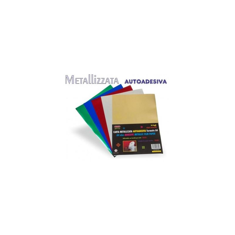 Fogli di carta metallizzata adesiva 20x30 colori assort. 10pz