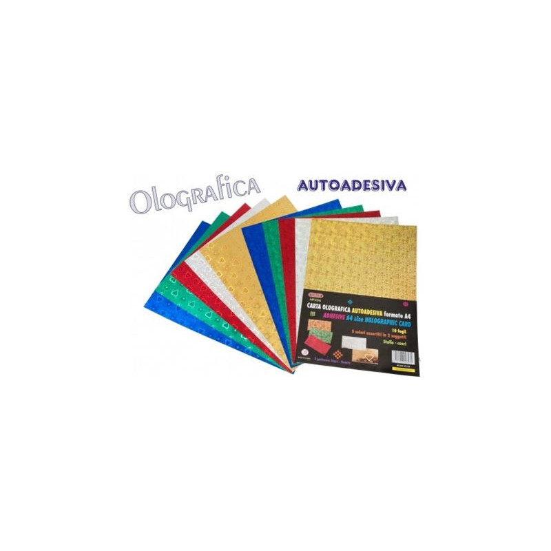 Fogli di carta olografica adesiva 20x30 colori assort. 10pz