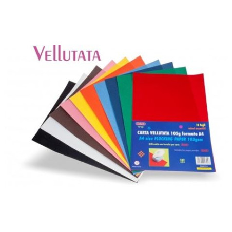Fogli di carta velluto 20x30 colori assort. 10pz