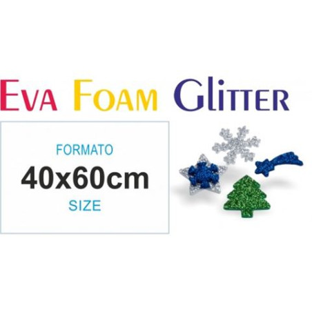 Foglio di Gomma eva 40x60 blu glitter