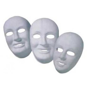 Maschera bianca da decorare 2pz + accessori