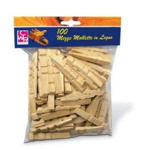 Mezze mollette in legno mm.72 100 PZ.