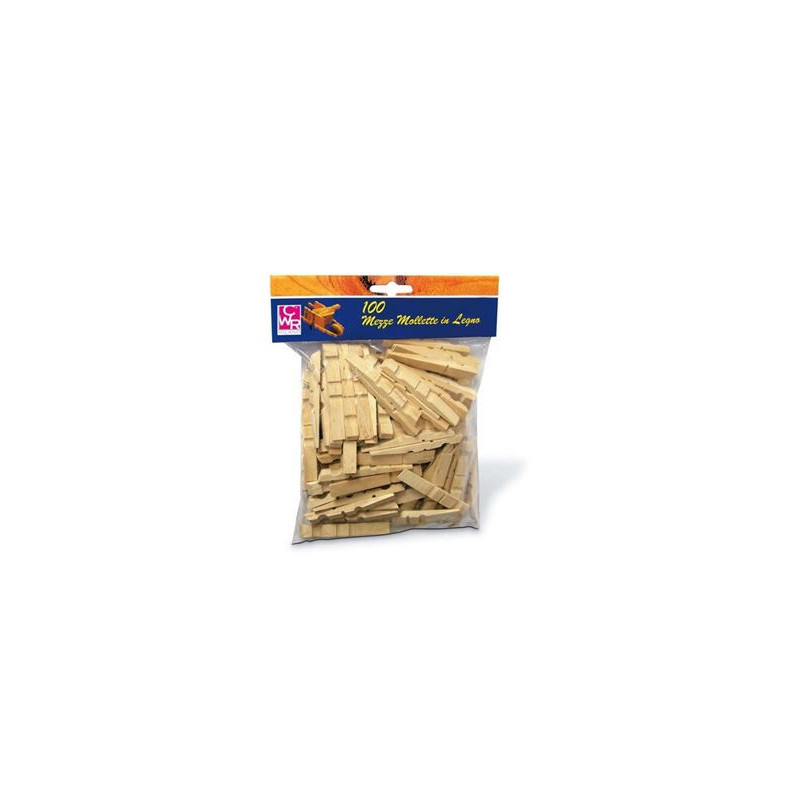 Mezze mollette in legno mm.72 100 PZ.