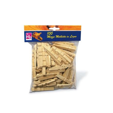 Mezze mollette in legno mm.72 100 PZ.