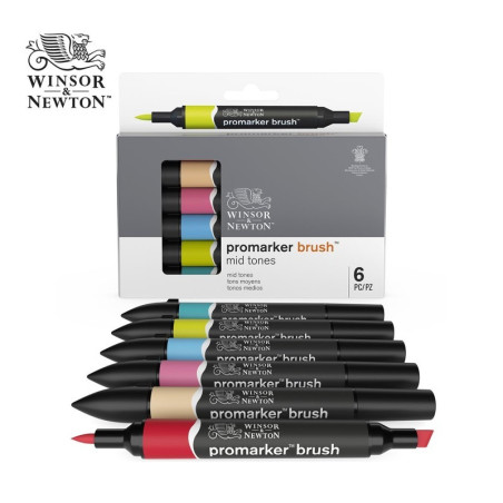 Pantone Brushmarker Cofanetto a 6 mid toner