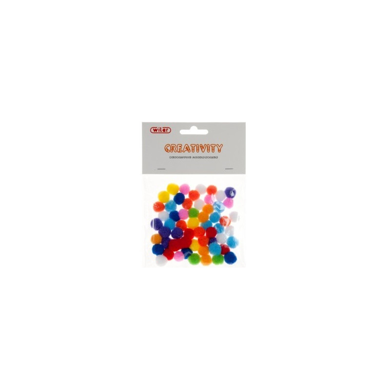 Pompons colori assortiti 15mm 60pz