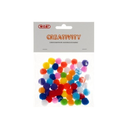 Pompons colori assortiti 15mm 60pz