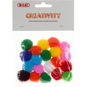 Pompons colori assortiti 25mm 20pz
