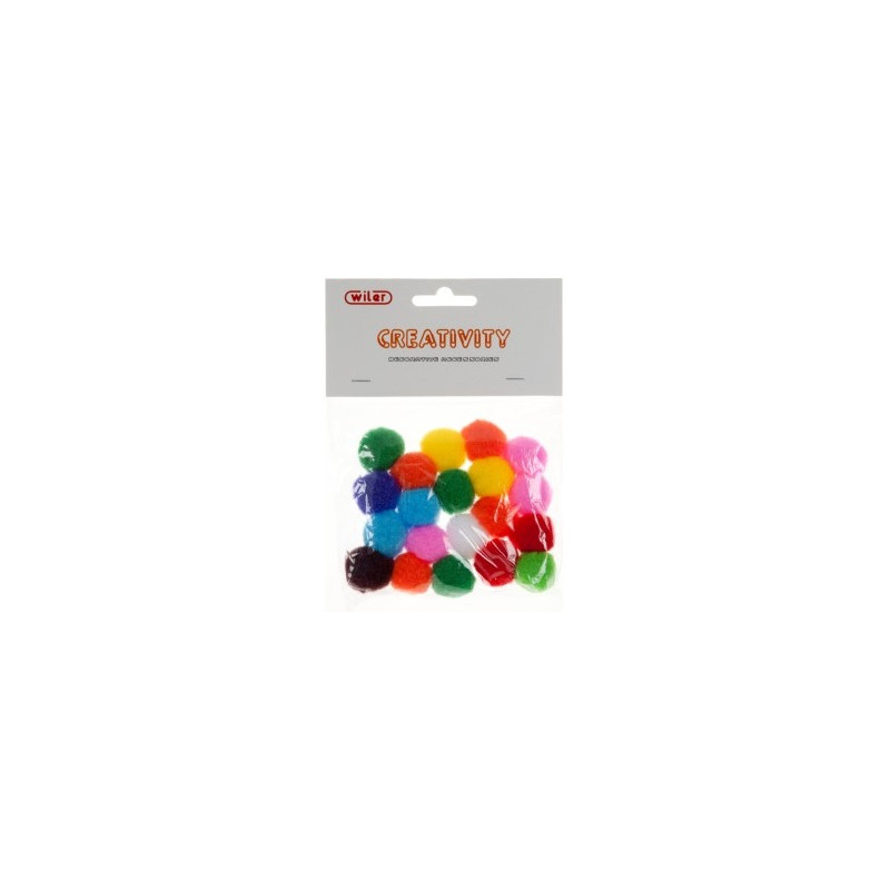 Pompons colori assortiti 25mm 20pz