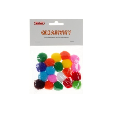 Pompons colori assortiti 25mm 20pz
