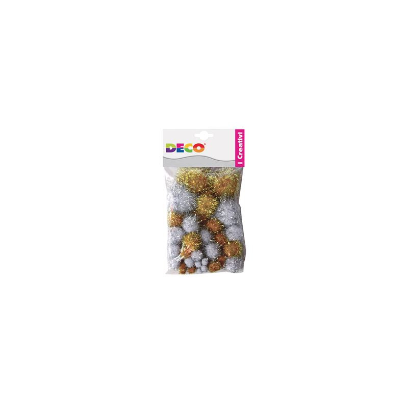 Pompons colori oro e argento 40pz