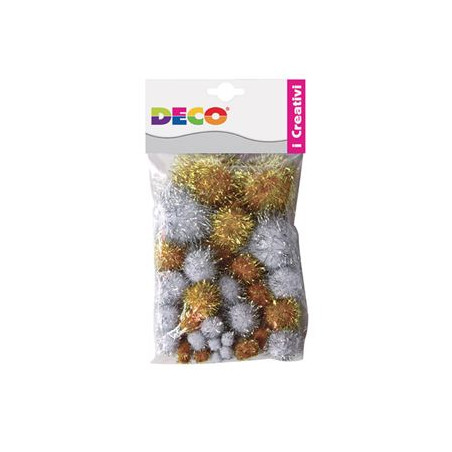 Pompons colori oro e argento 40pz