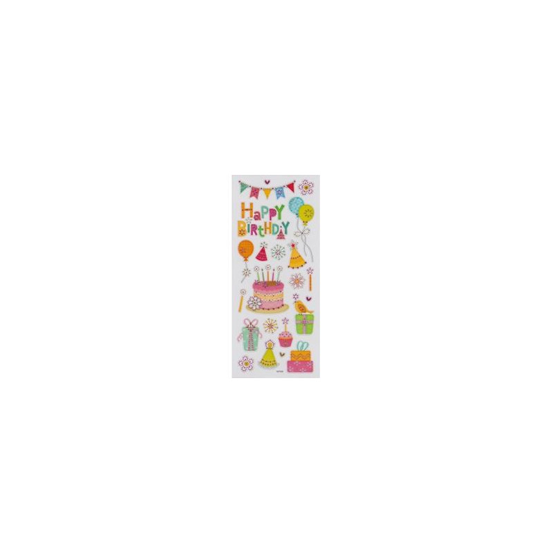 Stickers adesivi con brillantini Happy Birthday