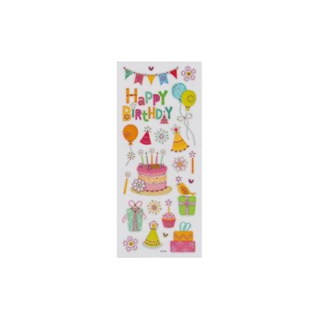 Stickers adesivi con brillantini Happy Birthday