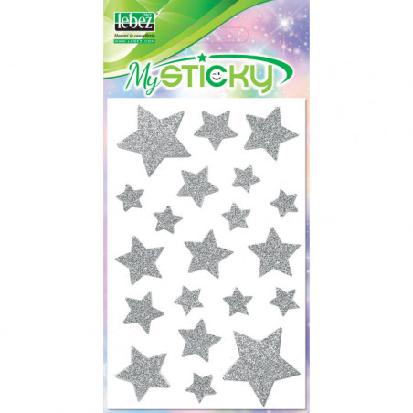 Stickers etichette stelle adesive  in gomma eva oro o argento