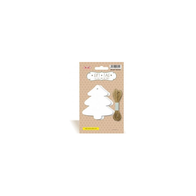 Targhette con filo abete 20 etichette + 3m di spago