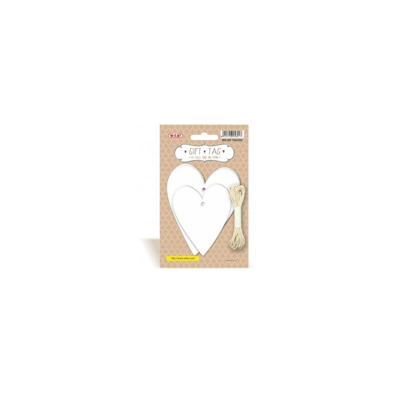 Targhette con filo Cuore 20 etichette + 3m di spago