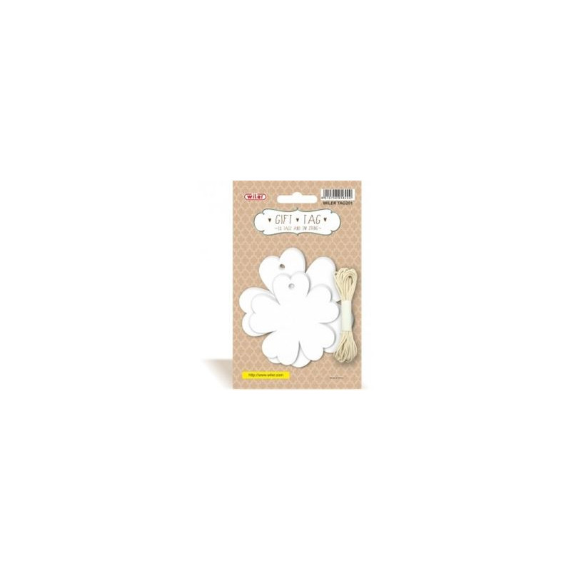 Targhette con filo quadrifoglio 20 etichette + 3m di spago