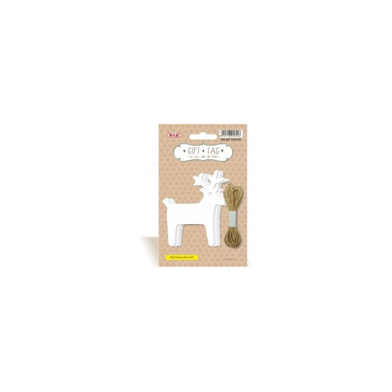 Targhette con filo renna 20 etichette + 3m di spago