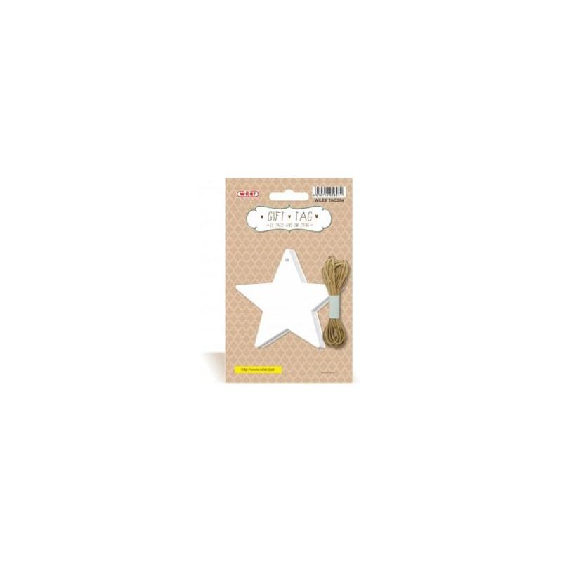 Targhette con filo stella  20 etichette + 3m di spago