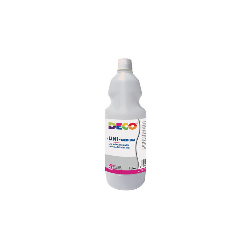 Uni Medium usato da solo è indicato per ottenere superfici trasparenti su ogni supporto. Unito ai colori a tempera in proporzion