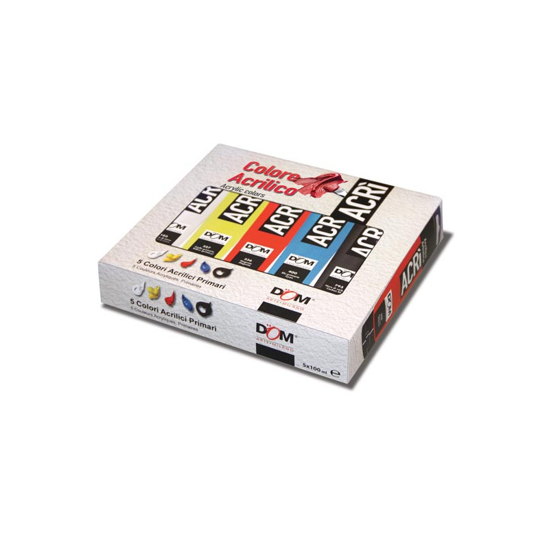 Colori a tempera acrilici ml.100 5pz colori primari