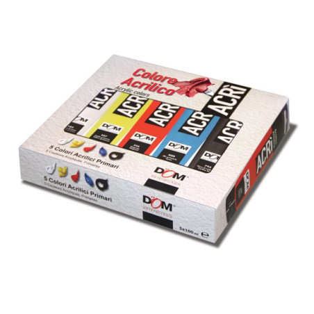Colori a tempera acrilici ml.100 5pz colori primari