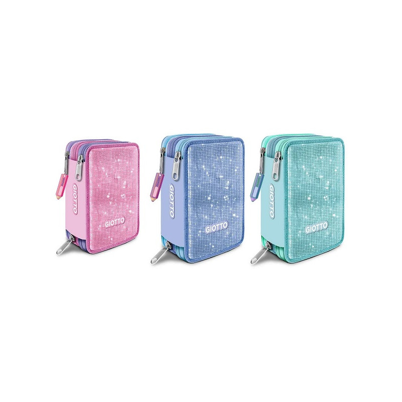 Astuccio completo 3 zip giotto glitter