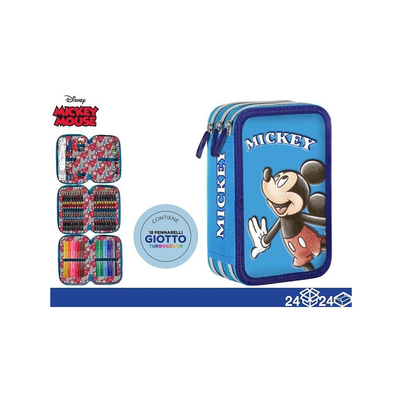 Astuccio completo 3 zip Mickey Be smart