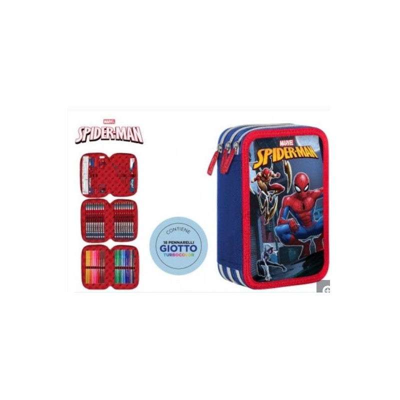 Astuccio completo 3 zip Spiderman Be smart