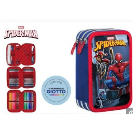 Astuccio completo 3 zip Spiderman Be smart