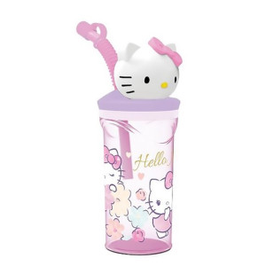 Bicchiere 3D con Cannuccia 360ML Hello Kitty