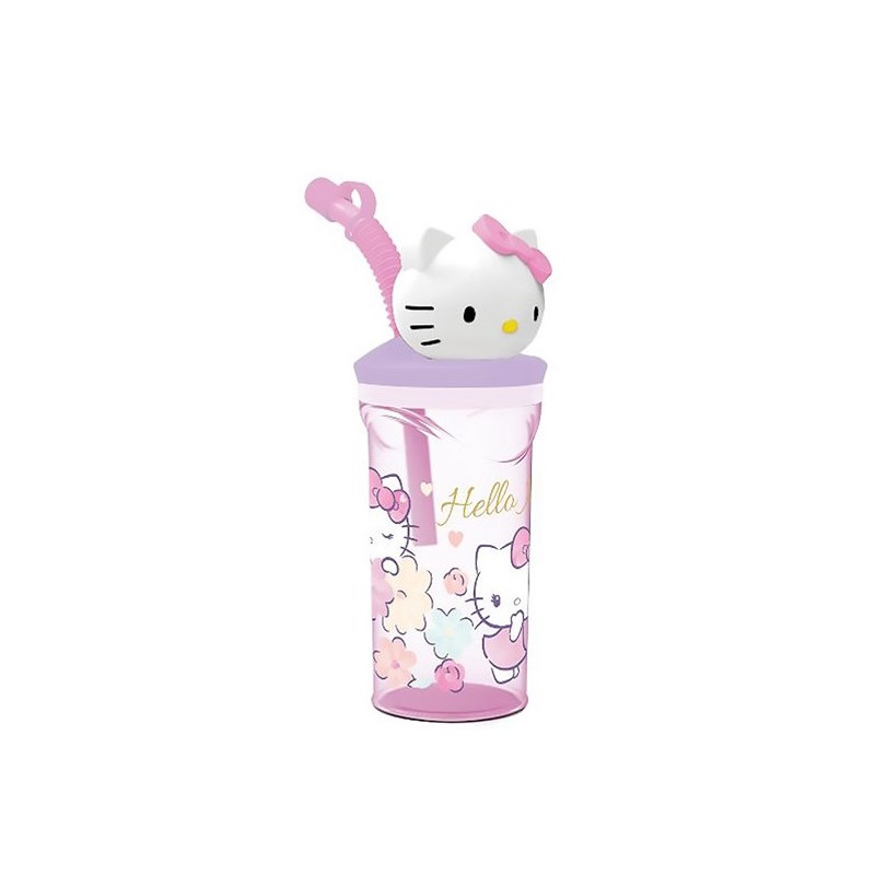 Bicchiere 3D con Cannuccia 360ML Hello Kitty