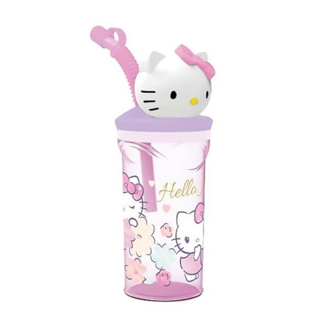 Bicchiere 3D con Cannuccia 360ML Hello Kitty