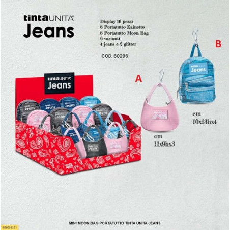 Mini borsetta Moon Bag & Mini Zainetto Tinta Unita Jeans