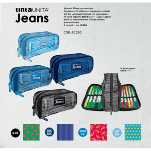 OFFERTA Astuccio tombolino organizzato 3 zip WINGS TU JEANS TINTAUNITA contiene 18 Brush
