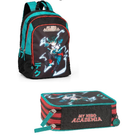 OFFERTA Kit Zaino + astuccio 3 zip Anime My hero