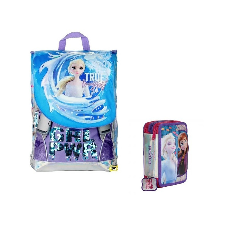 OFFERTA Kit Zaino + astuccio 3 zip Frozen giochi Preziosi