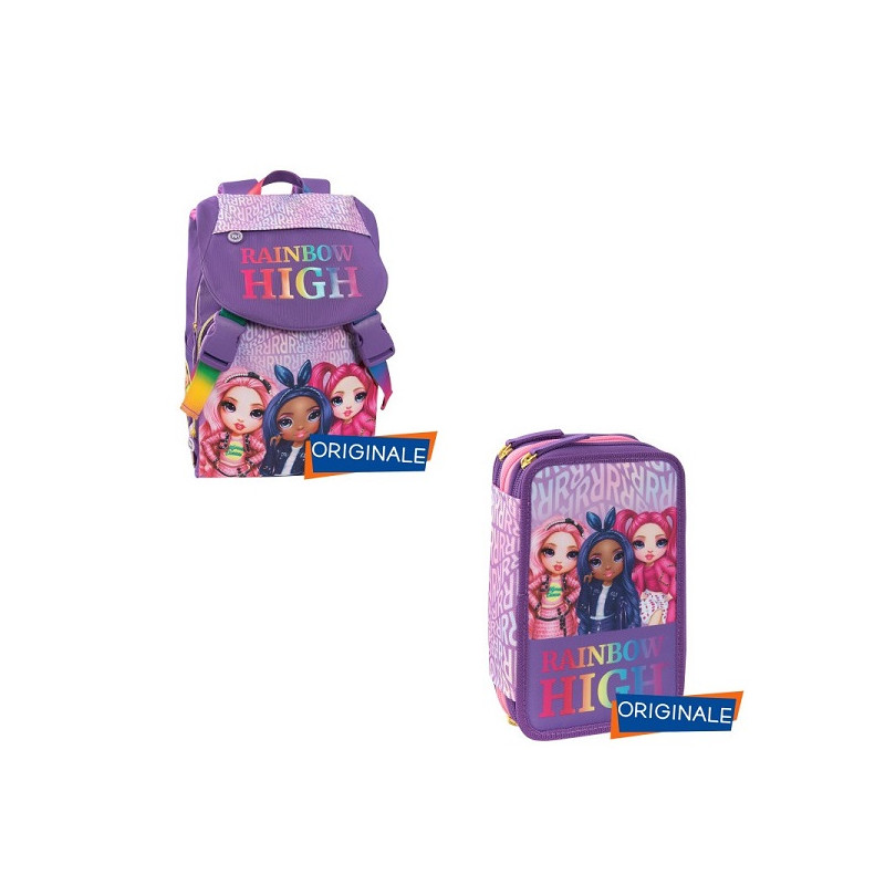 OFFERTA Kit Zaino + astuccio 3 zip Rainbow