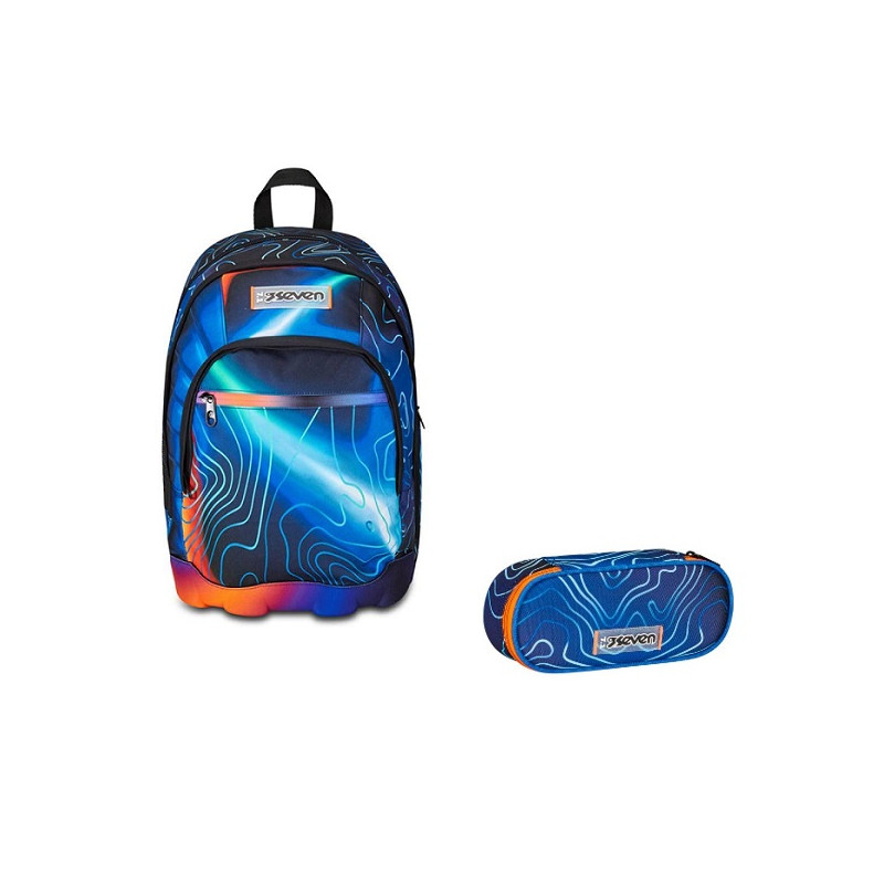 OFFERTA Kit Zaino + astuccio ovale Seven DUAL Mapset Boy