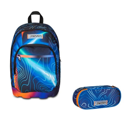 OFFERTA Kit Zaino + astuccio ovale Seven DUAL Mapset Boy