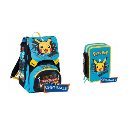 OFFERTA Kit Zaino Seven POKEMON (list. €64,90)+ astuccio 3 zip (list.€32,90)