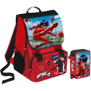 OFFERTA Zaino estensibile Ladybug Miraculous + astuccio 3 zip Schoolpack
