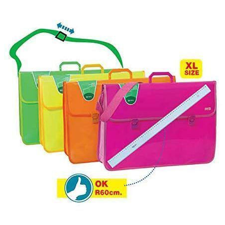 Valigetta cartella porta documenti fluo a soffietto 58x39x10 con tracolla e RIGA 60cm IN OMAGGIO